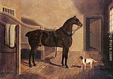 John Frederick Herring Snr A Favorite Coach Horse and Dog in a Stable painting